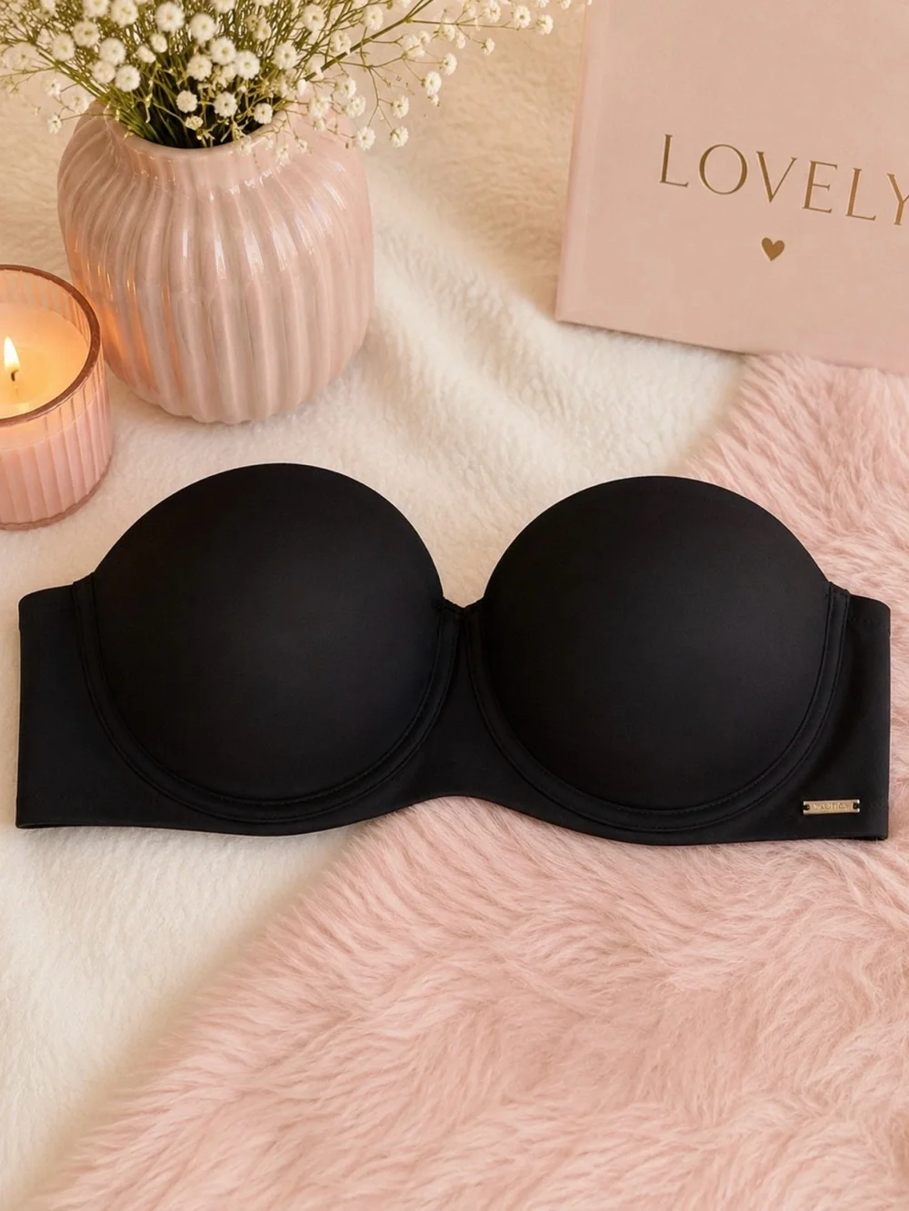 Nautica Black Strapless Bandeau Bra - Molded Cups